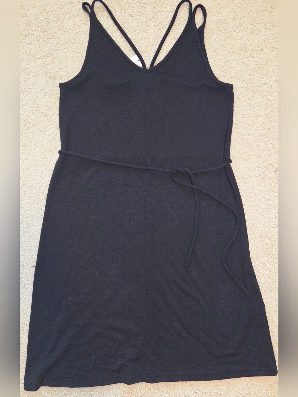 NWT Market & Spruce Black Strappy Tie Waist Mini Dress Size M LBD
